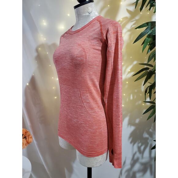 Lululemon Run Swiftly Tech Long Sleeve Crew Top Womens 6 Space Dye Atomic Red - Picture 3 of 10